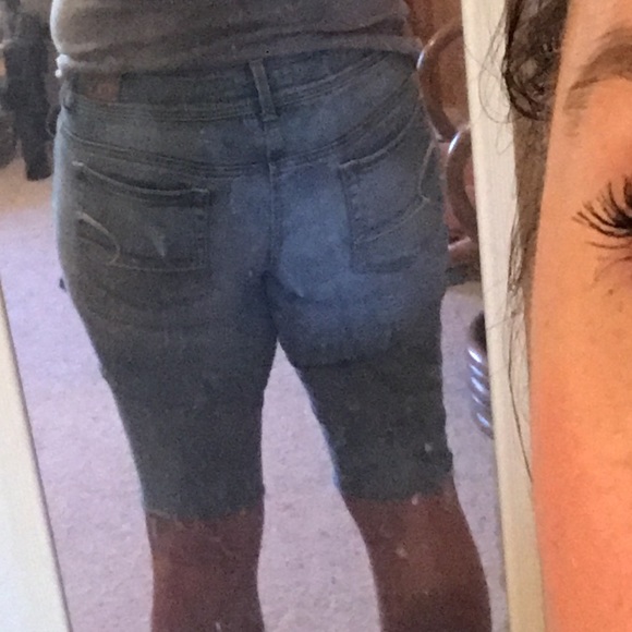 American Eagle outfitters Jean Bermuda shorts kick boot super stretch Sz 10 - Picture 6 of 12